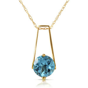 14K. SOLID GOLD NECKLACE WITH NATURAL BLUE TOPAZ (Yellow Gold)